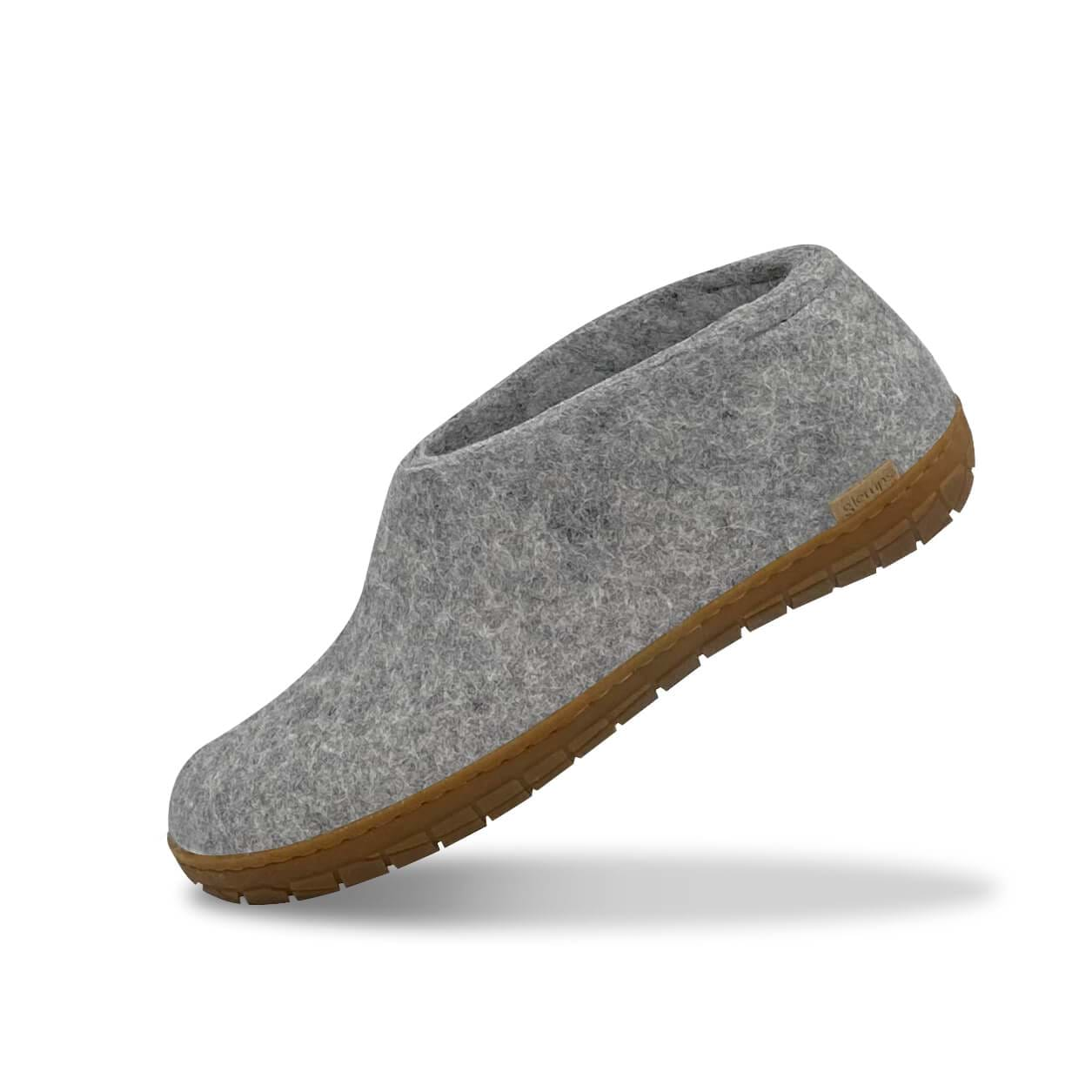 Felt Slippers with Natural Rubber Sole (grey)